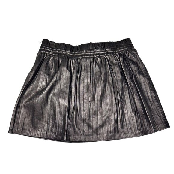 NWT Black Lambskin Leather Mini Skirt Sz.6 Side Zip Robert Rodriguez 90s Y2K - Picture 3 of 13